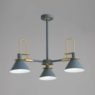 Metal Conical Chandelier 3/6/8 Lights Contemporary Hanging Light in Gray/Green/White for Foyer