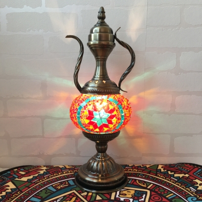 Metal Flagon Desk Light Single Light Moroccan Vintage Table Lamp in Heritage Brass for Bar