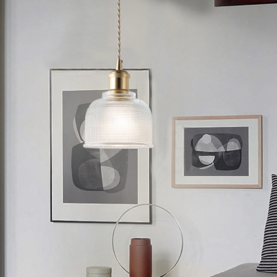 Modern Lattice Bowl Pendant Light 1 Head Amber/Clear/Smoke Glass Hanging Lamp for Office Kitchen