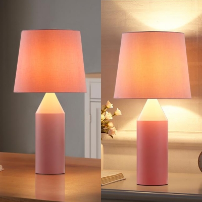 Modern Style Tapered LED Desk Light 1 Head Fabric Reading Light in Blue/Pink/Yellow for Bedroom