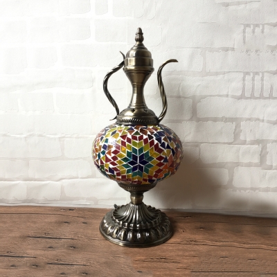 Moroccan Turkish Flagon Table Light Stained Glass Single Light Table Lamp for Living Room