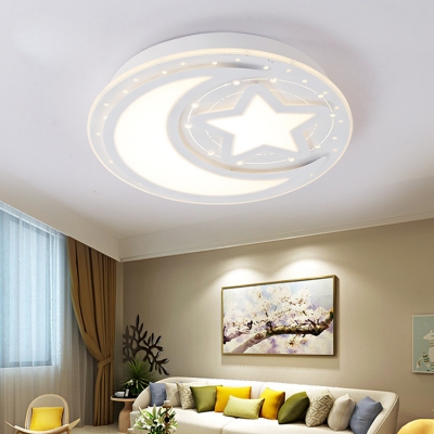 Nordic Style White Ceiling Mount Light Star Mood Metal LED Flush Light in Warm for Study Room