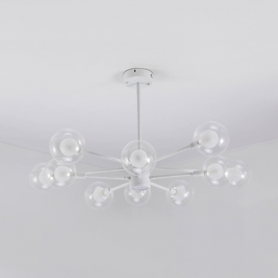 Orb Shade Living Room Chandelier Clear/Milk Glass 10/12/16 Lights Creative Pendant Light in White