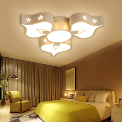 Petal Living Room LED Ceiling Mount Light Aluminum 3/4 Heads Romantic Ceiling Fixture in Warm/White
