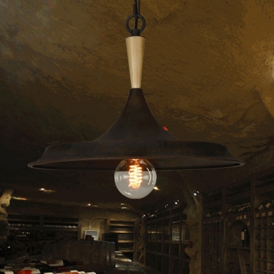 Rust Barn Shade Pendant Light One Light Industrial Metal Ceiling Light for Dining Room