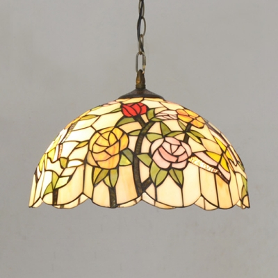 Rustic Style Multi-Color Ceiling Pendant Flowers/Cow Glass Handmade Hanging Lamp for Restaurant