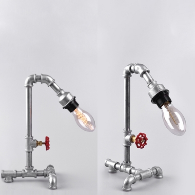 Shop Cafe Bare Bulb Desk Light Metal One Light Vintage Style Reading Lighting with Water Pipe