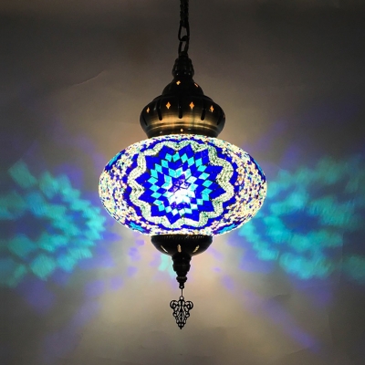 Stained Glass Lantern Shape Pendant Light Hallway Foyer 1/4 Pack 1 Light Moroccan Suspension Light(not Specified We will be Random Shipments)