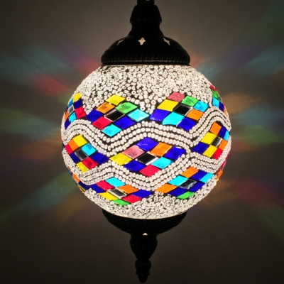 Stained Glass Spherical Ceiling Lamp 1 Light Moroccan Hanging Light for Bedroom Pack of 1/4(Random Color Delivery)
