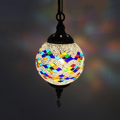 Stained Glass Spherical Ceiling Lamp 1 Light Moroccan Hanging Light for Bedroom Pack of 1/4(Random Color Delivery)
