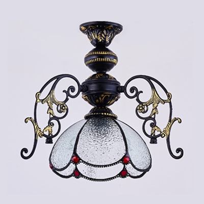 Tiffany Style Petal Pendant Lighting Glass Single Light Carved Suspension Light for Restaurant