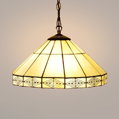 Traditional Conical Pendant Light Glass 2 Lights 14 Inch Hanging Light for Dining Table