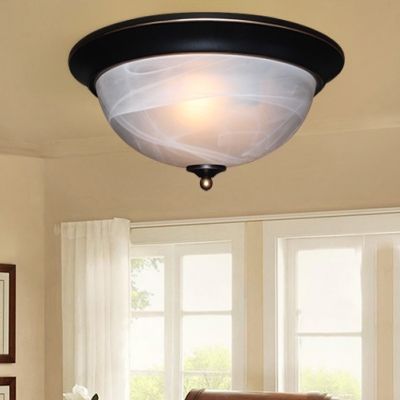 Traditional Dome Shade Ceiling Light Frosted Glass 2/3 Lights Flush Mount Light for Bedroom