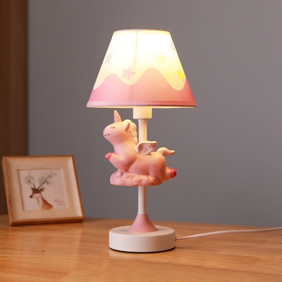 Unicorn Bedroom LED Desk Light Resin 1 Light Cartoon Plug In Study Room in Blue/Gold/Pink