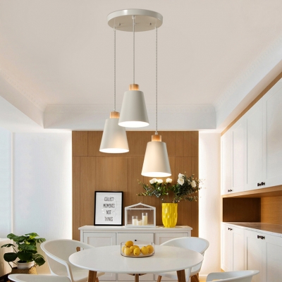 White Bucket Hanging Light 1/3 Lights Modern Style Rustproof Metal Ceiling Light for Kitchen