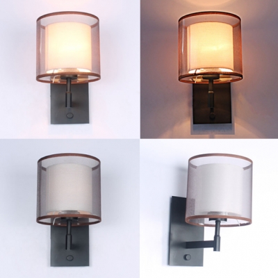 1 Light Cylinder Shade Wall Lamp Industrial Metal Sconce Light in Black for Bedroom Restaurant