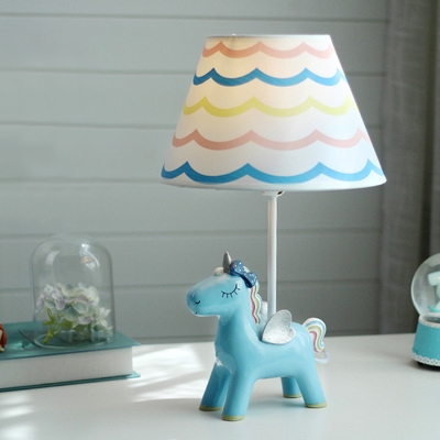 1 Light Unicorn Desk Light Macaron Resin Eye-Caring Reading Light in Blue for Study Room
