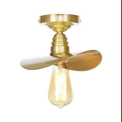 Vintage Circle/Scalloped Edge Ceiling Lamp Edison Bulb 1 Light Brass Flush Mount Light for Hallway