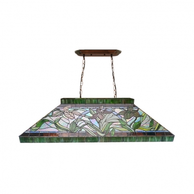 Narcissus Restaurant Cafe Island Pendant Stained Glass 4 Heads Rustic Stylish Island Light