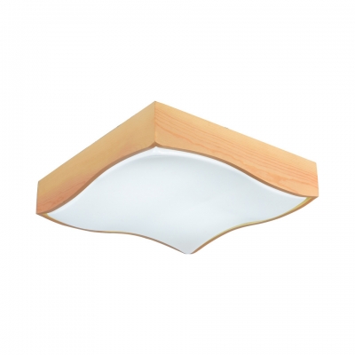 Corridor Curved Square Flush Ceiling Light Acrylic Japanese Style Beige LED Ceiling Lamp in Warm/White