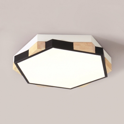 Nursing Room Hexagon Flush Light Acrylic Modern 2-Tier Candy Colored Ceiling Mount Light in Warm/White