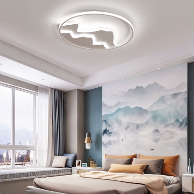 Acrylic Mountain View Ceiling Mount Light Dining Room Simple Style LED Ceiling Fixture in Warm/White/Stepless Dimming