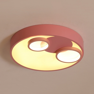 Acrylic Round LED Ceiling Lamp Cartoon Blue/Pink/White Flushmount Light in Warm/White for Kindergarten