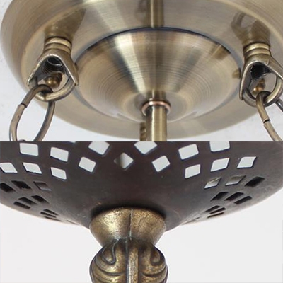 Bowl Shade Ceiling Light with Rose Tiffany Style Rustic Stained Glass Hanging Lamp for Hallway
