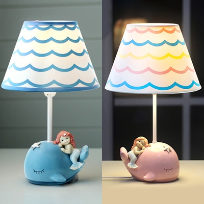 Cartoon Blue Pink Desk Lamp Dolphin, Mermaid Table Lamp