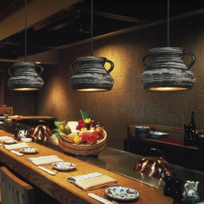 Creative Bell/Bucket/Pot Hanging Light 1 Light Ceramics Pendant Lamp for Cafe Restaurant