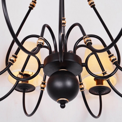 Dining Room Tapered Shade Chandelier Metal 8 Lights Classic Style Black Pendant Light