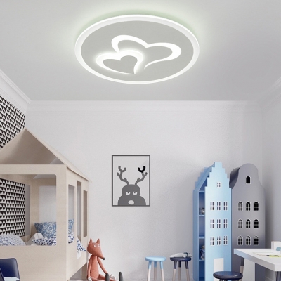 Double Heart Ceiling Lamp Modern Acrylic LED Flush Ceiling Light in Warm/White/2 Lighting Modes for Girls Bedroom
