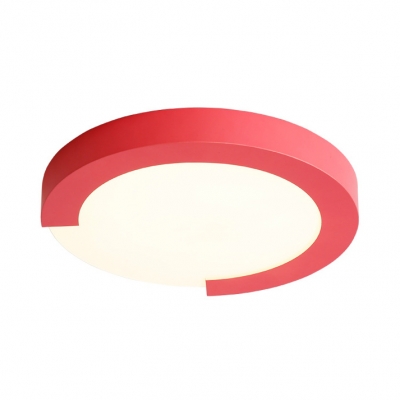 Green/Pink Ring Ceiling Mount Light Macaron Loft Stepless Dimming/White Lighting LED Flush Light for Living Room