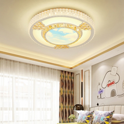 Kid Bedroom Slim Panel Ceiling Mount Light Acrylic Crystal Third Gear Modern LED Ceiling Lamp