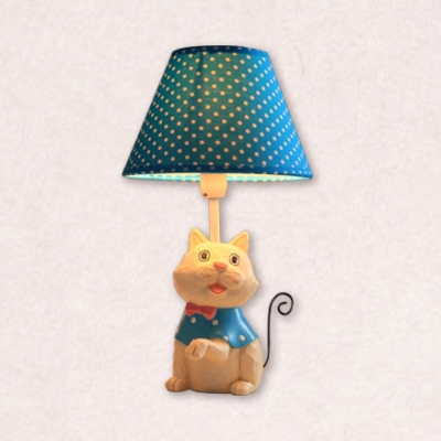 Lovely Blue/Pink LED Desk Light Toy Cat 1 Light Fabric Reading Lamp for Boy/Girl Bedroom