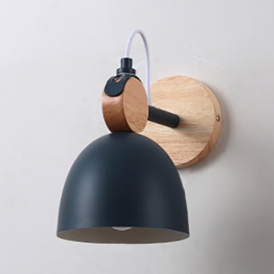 Macaron Colored Dome Sconce Light 1 Light Simple Style Metal Rotatable Wall Lamp for Girl Boy Bedroom