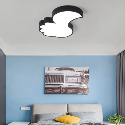 Metal Thumb Flush Mount Light Modern Black/White LED Ceiling Lamp in Warm/White for Baby Bedroom