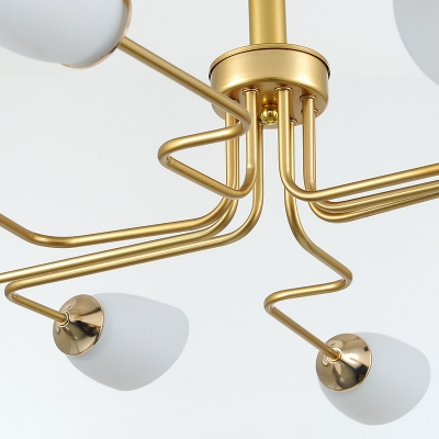Metal Twisted Arm Pendant Light 4/6/8 Lights Modern Style Chandelier in Gold for Study Room