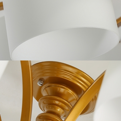 Modern Black/Gold Ceiling Light with Cylinder Shape 3/5 Lights Metal Frosted Glass Semi Flush Chandelier for Foyer