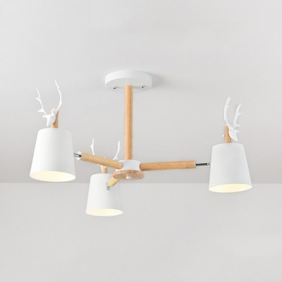 Modern Black/White Chandelier Antlers 3/8 Lights Metal Hanging Light for Living Room