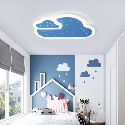 Modern Cloud LED Flush Ceiling Light Metal Macaron Colored Ceiling Lamp for Kindergarten