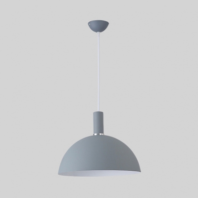 Modern Domed Hanging Light Metal One Light Black/Gray/White Pendant Light for Restaurant