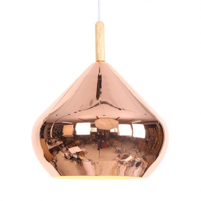 Modern Length Adjustable Ceiling Lamp 1 Light Metal Suspension Light in Chrome/Rose Gold for Bedroom