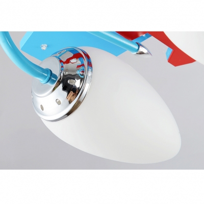Modern Sky Blue Flush Ceiling Light Airplane Frosted Glass LED Ceiling Fixture for Baby Bedroom