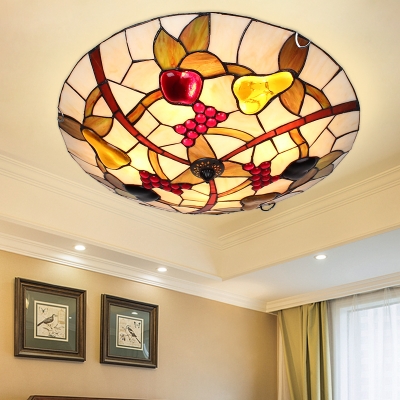 Multi-Color Fruit Flush Mount Light 4 Lights Rustic Stylish Glass Ceiling Lamp for Restaurant