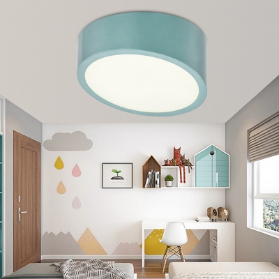 Nordic Tree Stump Shape Ceiling Mount Light Metal Macron Colored LED Flush Light in Warm for Nursing Room