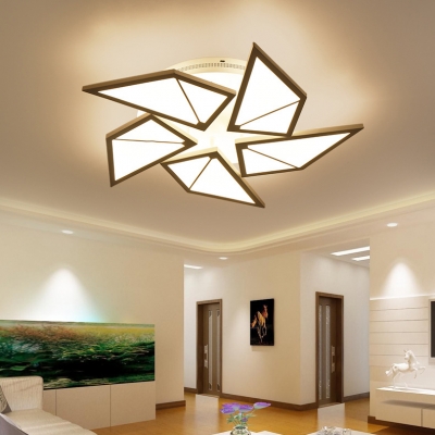 Simple Style Semi Flush Mount Light Toy Windmill 4/5 Heads Metal LED Ceiling Lamp in Neutral/White/Yellow