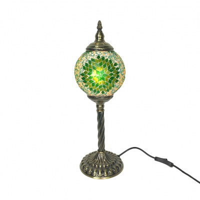 Stained Glass Touch Shape Table Light Kid Bedroom 1 Light Moroccan Mosaic Table Lamp with Plug-In Cord