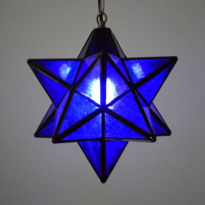 Tiffany Style Creative Star Hanging Light One Light Glass Ceiling Light for Living Room