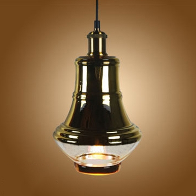 Vintage Bottle/Globe/Urn Ceiling Pendant Clear Glass Brass Hanging Light for Kitchen